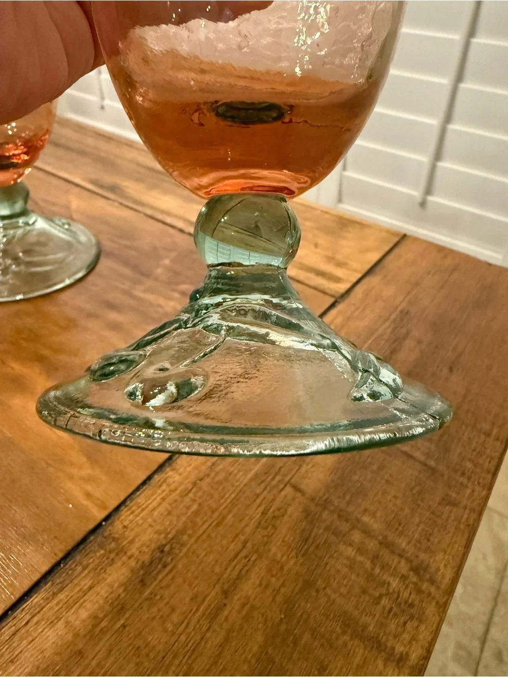 Set of 3 Vintage Pfaltzgraff ~Garden Party Goblet 7.5” Glass Lovely Pink & Green
